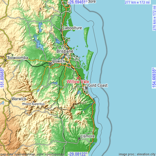 Topographic map of Willow Vale