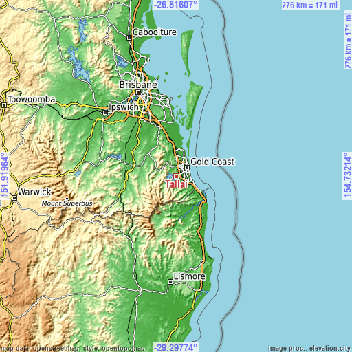 Topographic map of Tallai