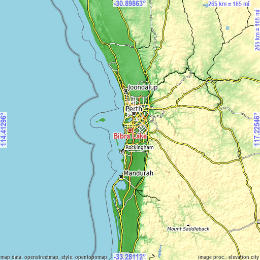 Topographic map of Bibra Lake