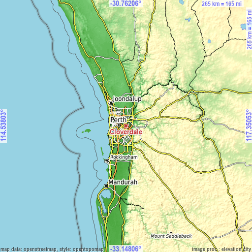 Topographic map of Cloverdale