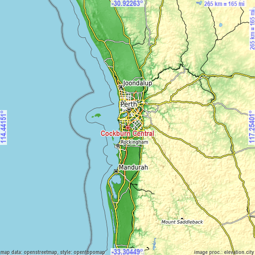 Topographic map of Cockburn Central