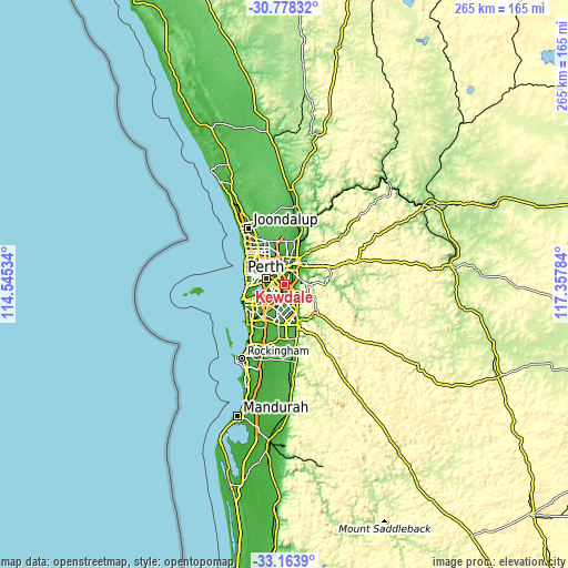 Topographic map of Kewdale