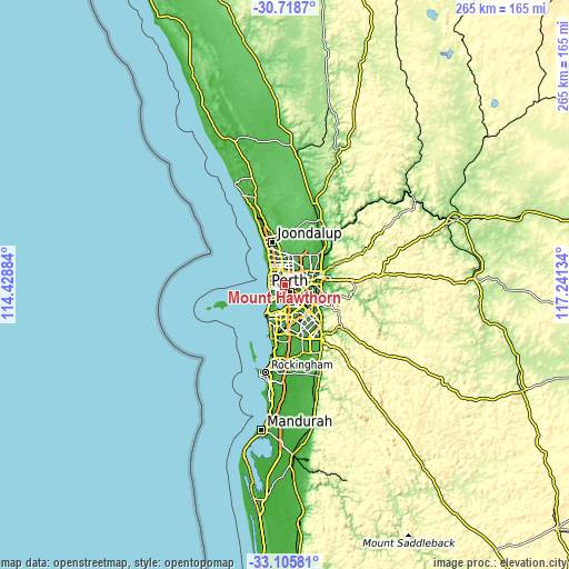 Topographic map of Mount Hawthorn