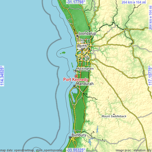 Topographic map of Port Kennedy