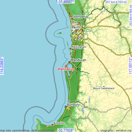 Topographic map of Wannanup