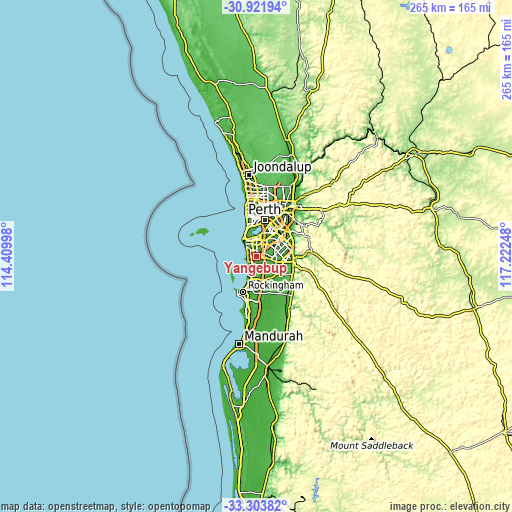 Topographic map of Yangebup