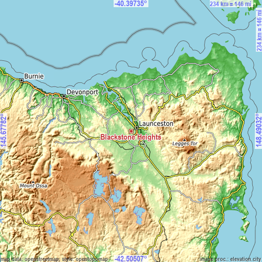 Topographic map of Blackstone Heights