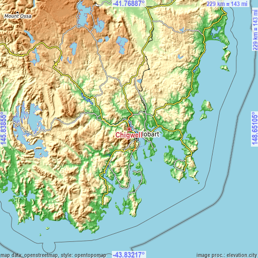 Topographic map of Chigwell