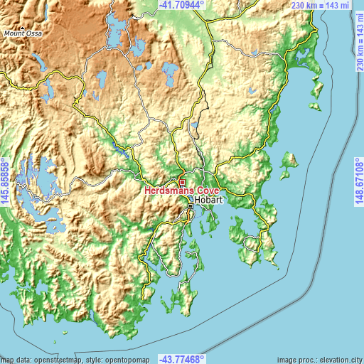 Topographic map of Herdsmans Cove