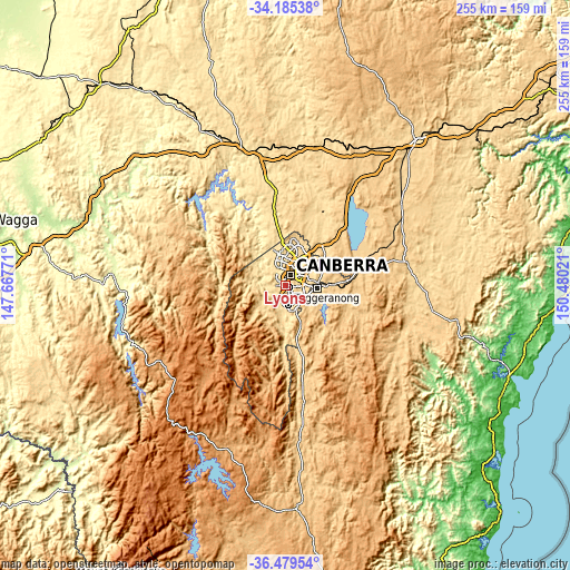 Topographic map of Lyons