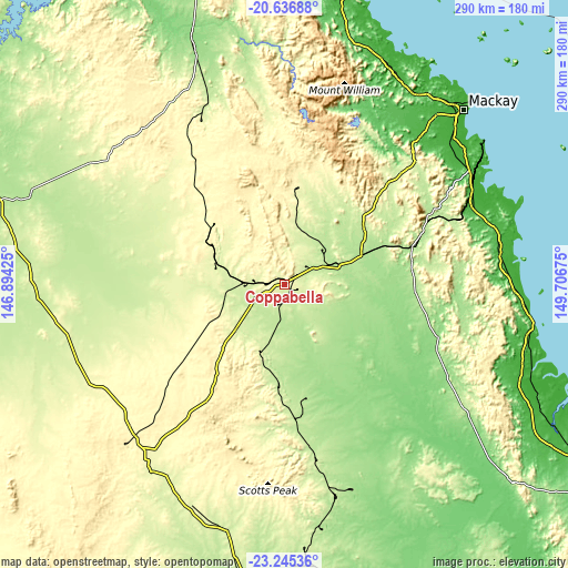 Topographic map of Coppabella