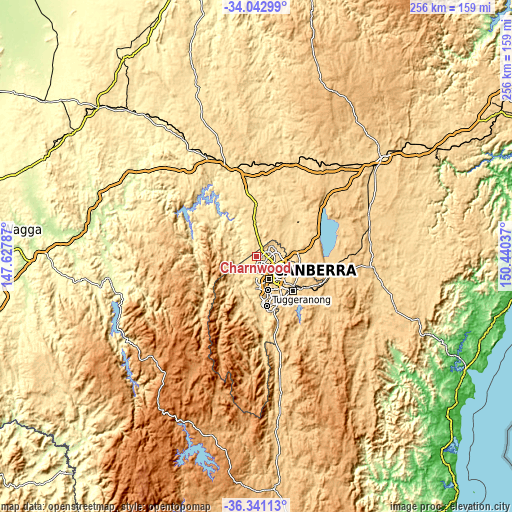 Topographic map of Charnwood