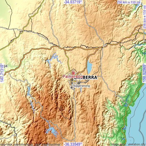 Topographic map of Palmerston