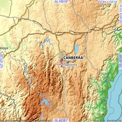 Topographic map of Curtin