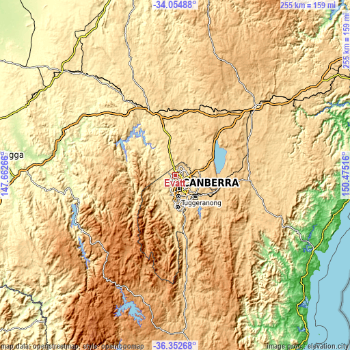 Topographic map of Evatt