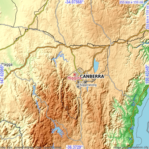 Topographic map of Higgins