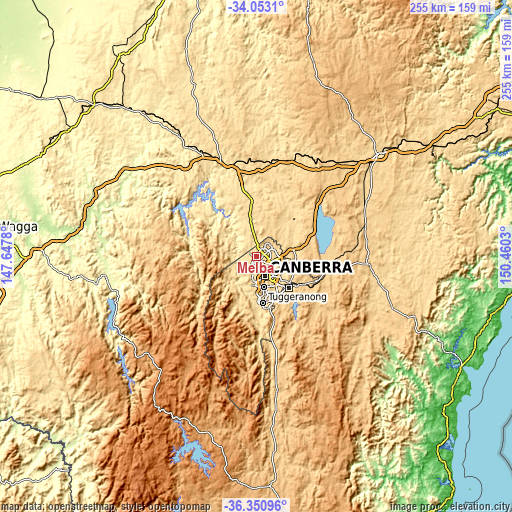 Topographic map of Melba