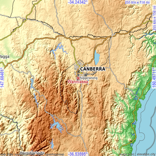 Topographic map of Wanniassa