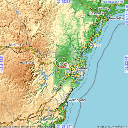 Topographic map of Bidwill