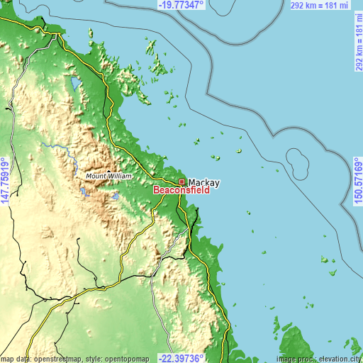 Topographic map of Beaconsfield