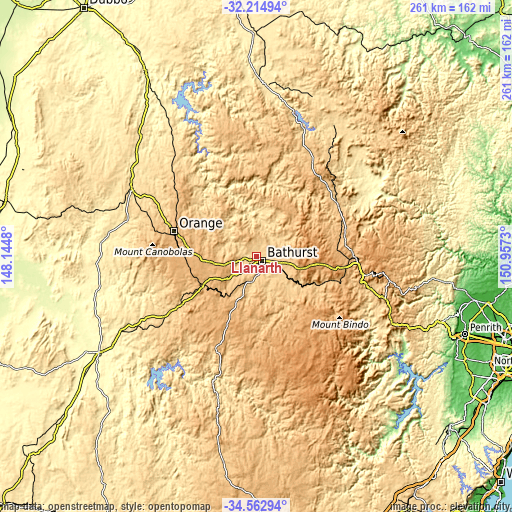 Topographic map of Llanarth