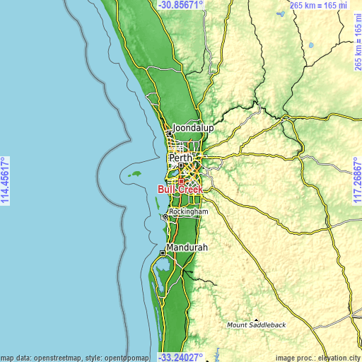 Topographic map of Bull Creek