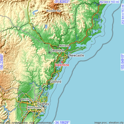 Topographic map of Valentine