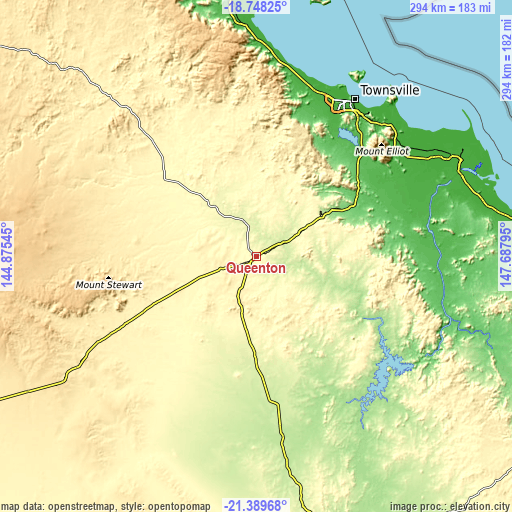 Topographic map of Queenton