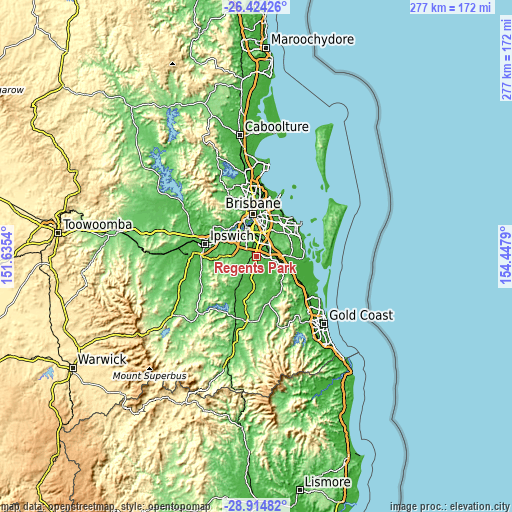 Topographic map of Regents Park