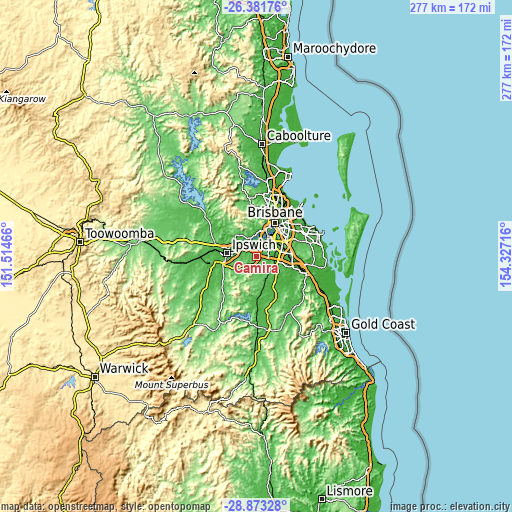 Topographic map of Camira
