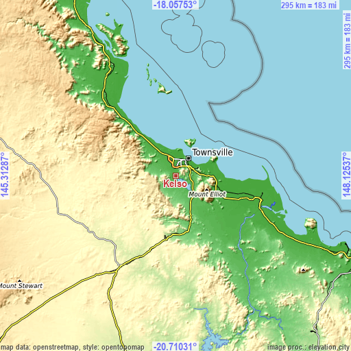 Topographic map of Kelso