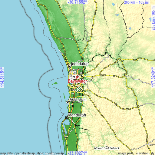 Topographic map of Bayswater