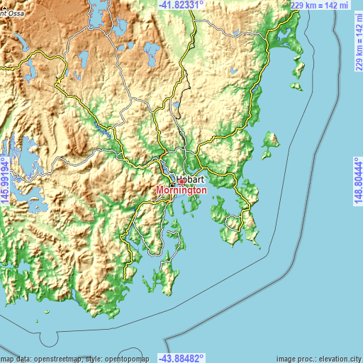 Topographic map of Mornington