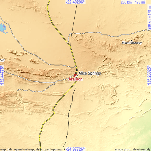 Topographic map of Araluen