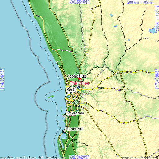 Topographic map of The Vines