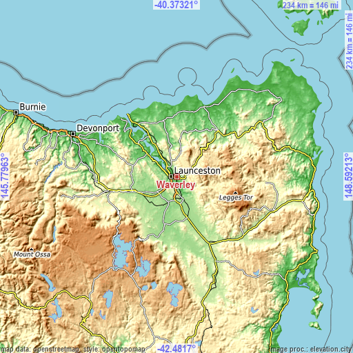 Topographic map of Waverley