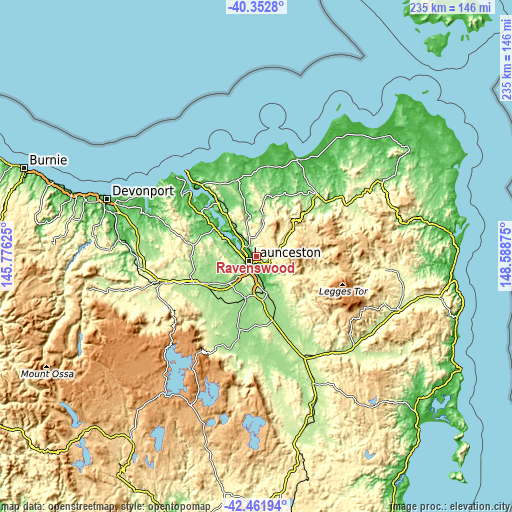 Topographic map of Ravenswood