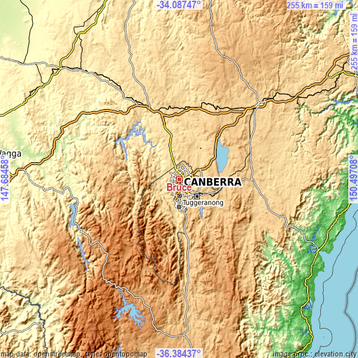 Topographic map of Bruce