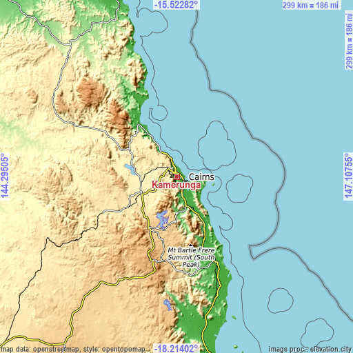 Topographic map of Kamerunga