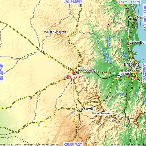 Topographic map of Glenvale