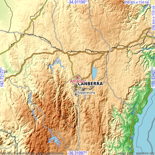 Topographic map of Amaroo