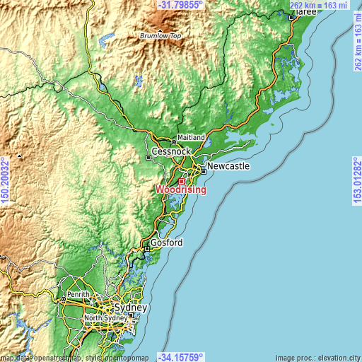 Topographic map of Woodrising