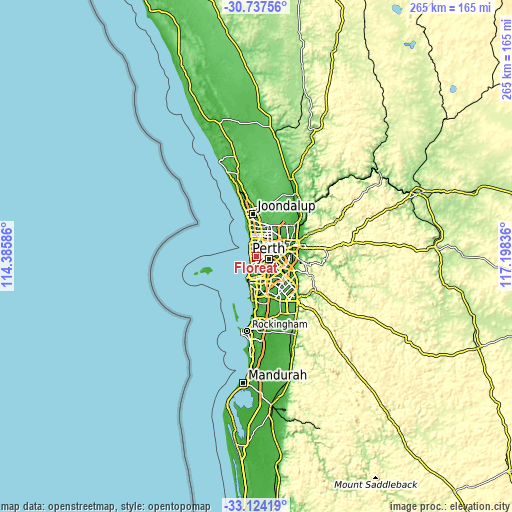 Topographic map of Floreat