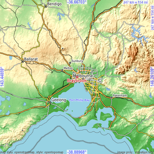 Topographic map of Braybrook
