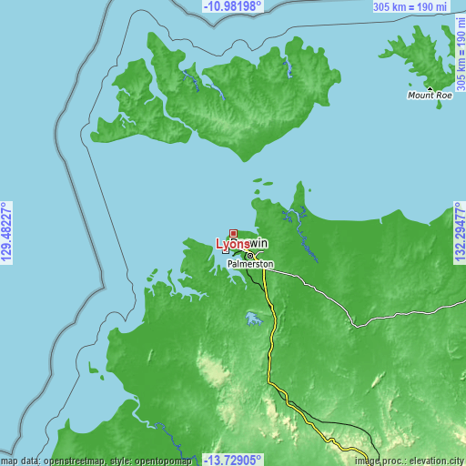 Topographic map of Lyons