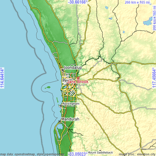 Topographic map of Jane Brook