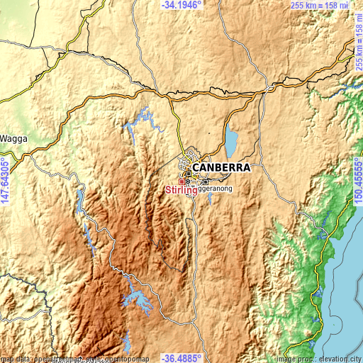 Topographic map of Stirling