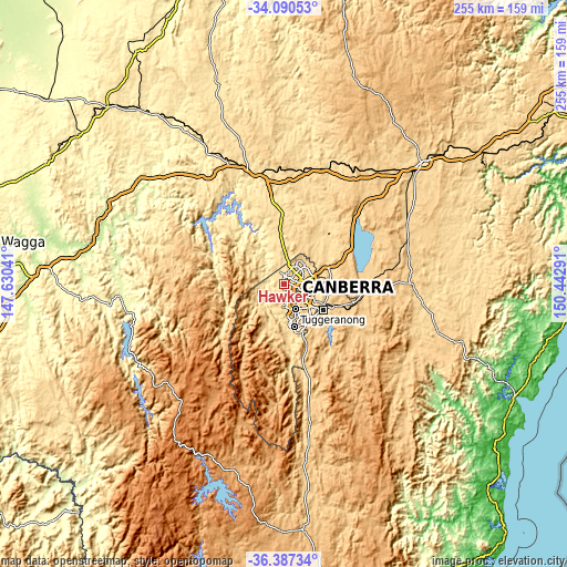 Topographic map of Hawker