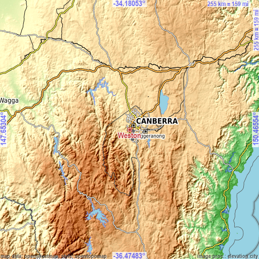 Topographic map of Weston