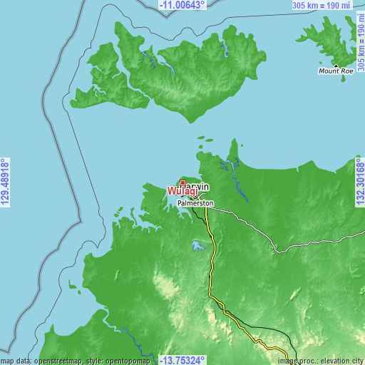 Topographic map of Wulagi